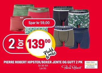 Coop Extra PIERRE ROBERT HIPSTER/BOXER JENTE OG GUTT 2 PK tilbud