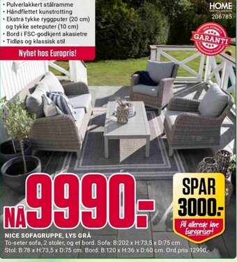 Europris NICE SOFAGRUPPE, LYS GRÅ tilbud