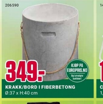 Europris KRAKK/BORD I FIBERBETONG tilbud