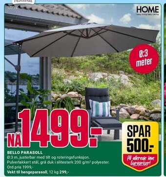 Europris BELLO PARASOLL tilbud
