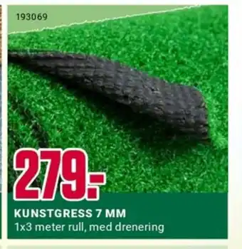 Europris KUNSTGRESS 7 MM 1x3 meter rull, med drenering tilbud