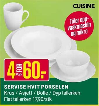 Europris Servise hvit porselen tilbud