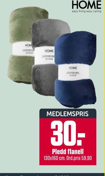 Europris Pledd flanell tilbud