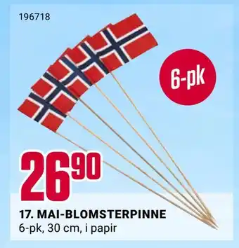 Europris Mai-blomsterpinne tilbud