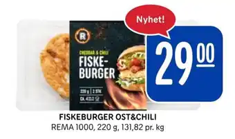 Rema 1000 FISKEBURGER OST&CHILI REMA 1000, 220 g, tilbud