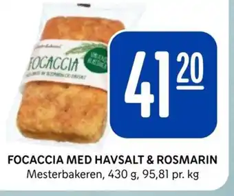 Rema 1000 FOCACCIA MED HAVSALT & ROSMARIN Mesterbakeren, 430 g tilbud