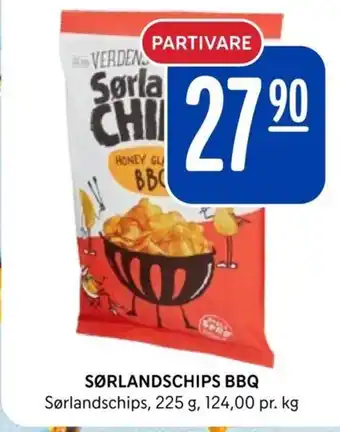 Rema 1000 SØRLANDSCHIPS BBQ Sørlandschips, 225 g tilbud
