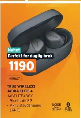 POWER TRUE WIRELESS JABRA ELITE 4 JABELITE4DGY tilbud