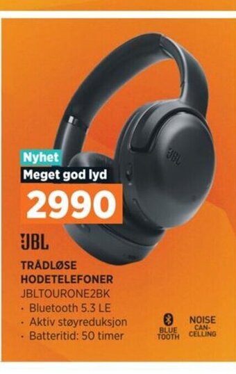 POWER JBL TRÅDLØSE HODETELEFONER JBLTOURONE2BK tilbud