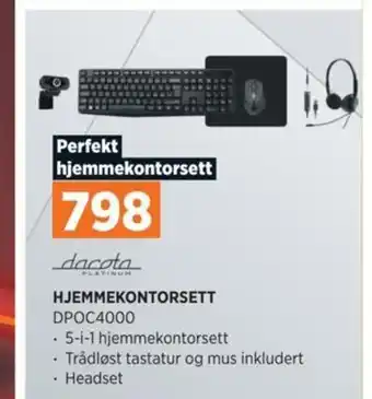 POWER Dacota PLATINUM HJEMMEKONTORSETT DPOC4000 tilbud