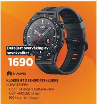 POWER HUAWEI KLOKKE GT 3 SE-SPORTSKLOKKE HUWGT3SEBK tilbud