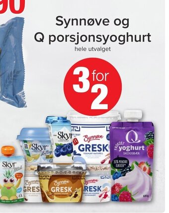 Spar Synnøve og Q porsjonsyoghurt tilbud