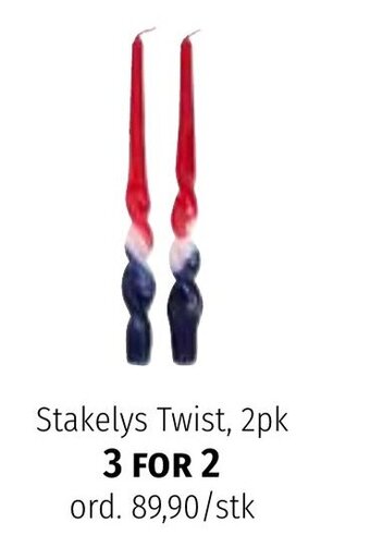 Nille Stakelys Twist, 2pk tilbud