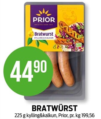 Kiwi BRATWÜRST 225 g kylling&kalkun tilbud
