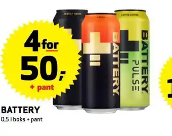 Bunnpris BATTERY 0,5 1 boks + pant tilbud