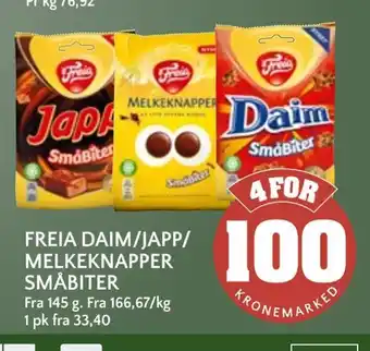 Coop Mega Freia daim/japp/ melkeknapper småbiter tilbud