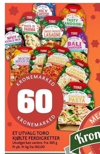 Coop Mega Et utvalg toro kjølte ferdigretter tilbud