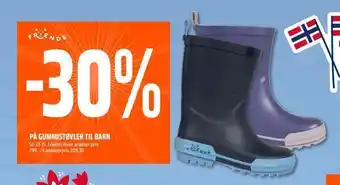 Coop Obs -30% på gummistøvler til barn tilbud