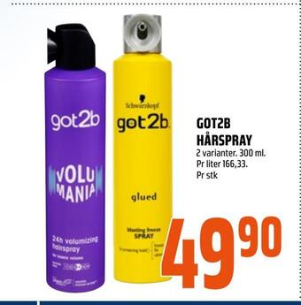 Coop Obs Got2b hårspray tilbud