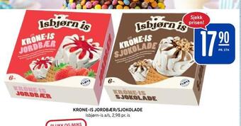 Rema 1000 Krone-is jordbær/sjokolade tilbud
