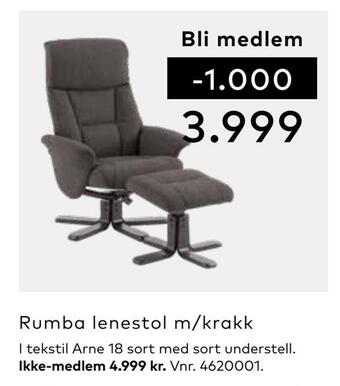 Skeidar Rumba lenestol m/krakk tilbud