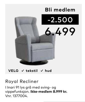 Skeidar Royal recliner tilbud