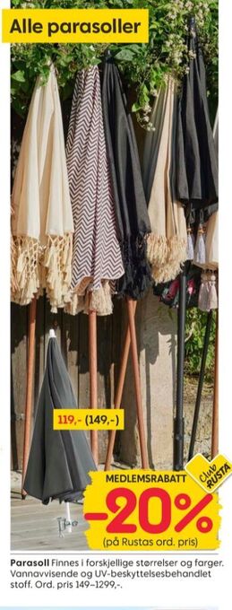 Rusta Ukjent parasoll tilbud