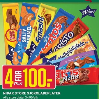 Europris NIDAR STORE SJOKOLADEPLATER tilbud