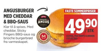 Meny ANGUSBURGER MED CHEDDAR & BBQ-SAUS tilbud
