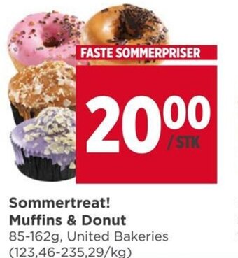 Meny Sommertreat! Muffins & Donut 85-162g tilbud