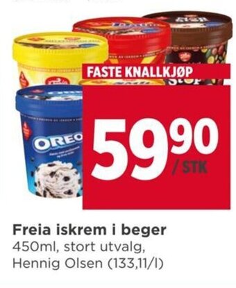 Meny Freia iskrem i beger 450ml tilbud