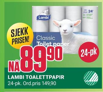 Europris Lambi toalettpapir tilbud
