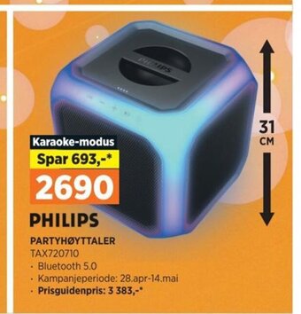 POWER PHILIPS PARTYHØYTTALER TAX720710 tilbud