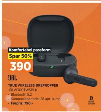 POWER JBL TRUE WIRELESS ØREPROPPER JBLW300TWSBLK tilbud