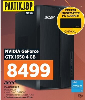 POWER Acer STASJONÆR PC DGE3JEQ005 tilbud
