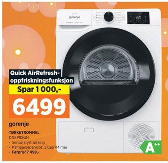 POWER Gorenje TØRKETROMMEL DNEP92GN tilbud