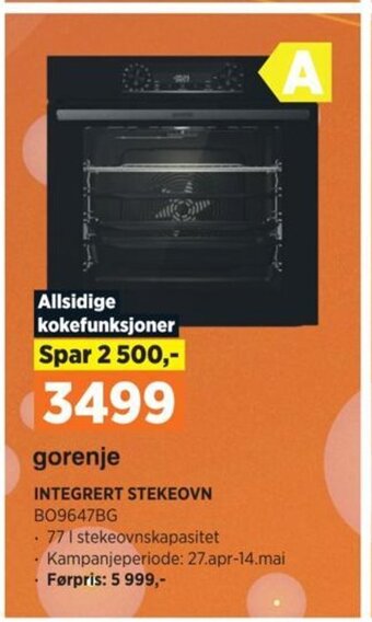 POWER Gorenje INTEGRERT STEKEOVN B09647BG tilbud