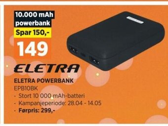 POWER ELETRA POWERBANK EPB10BK tilbud