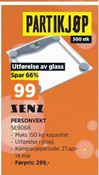 POWER SENZ PERSONVEKT SE9068 tilbud