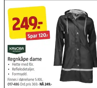 Jula KAYOBA Regnkåpe dame tilbud