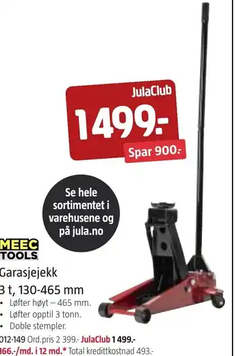 Jula MEEC TOOLS Garasjejekk tilbud