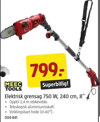 Jula MEEC TOOLS. Elektrisk grensag 750 W, 240 cm, 8″ tilbud