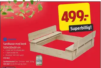 Jula complex Sandkasse med benk 120x120x20cm tilbud