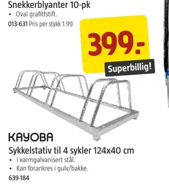 Sykkelstativ til 4 sykler 124x40 cm