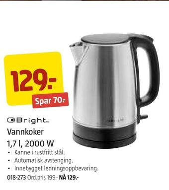 Jula Vannkoker 1,7 l, 2000 w tilbud