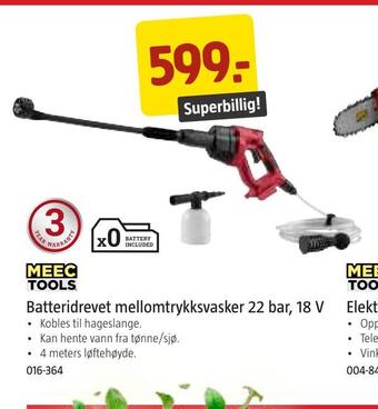 Jula Batteridrevet mellomtrykksvasker 22 bar, 18 v tilbud