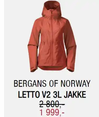 Sport 1 BERGANS OF NORWAY LETTO V2 3L JAKKE tilbud