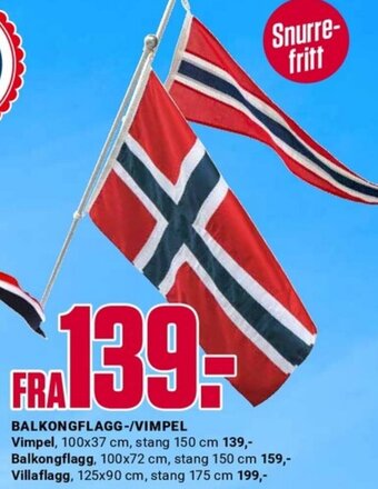 Europris BALKONGFLAGG-/VIMPEL tilbud