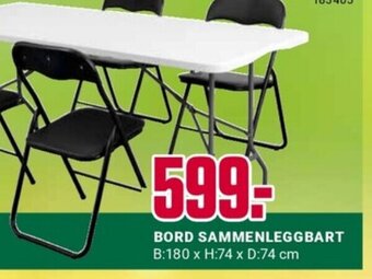 Europris BORD SAMMENLEGGBART tilbud