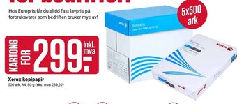 Europris Xerox kopipapir tilbud